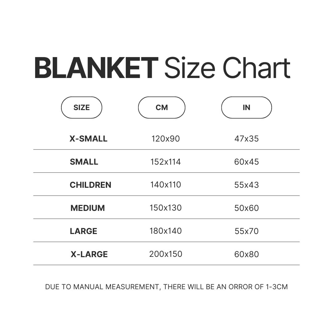 Blanket Size Chart - Sword Art Online Store