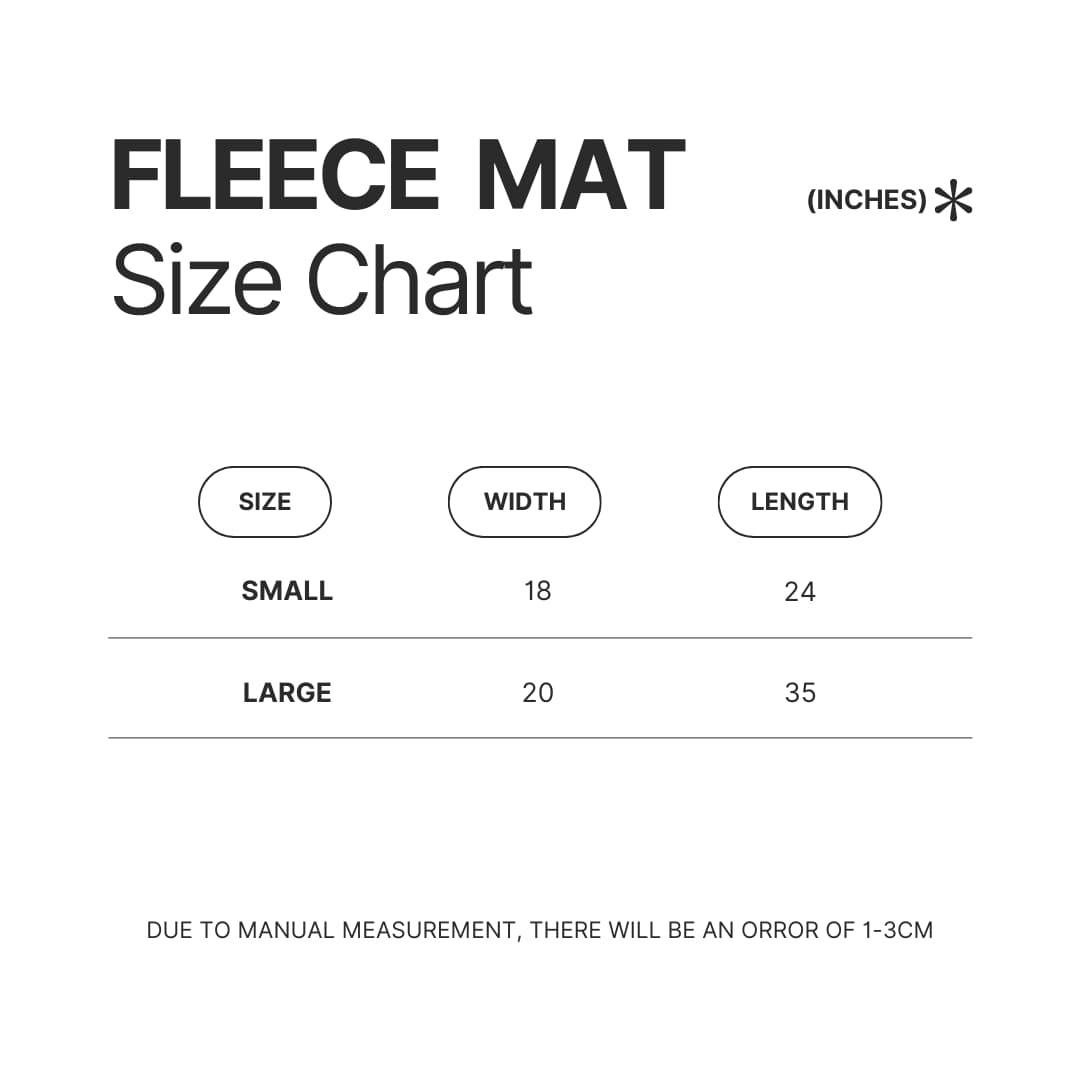 Fleece Mat Size Chart - Sword Art Online Store