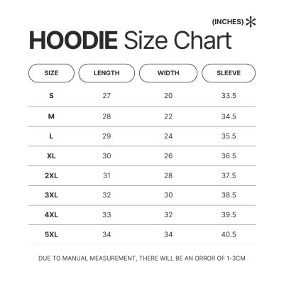 Hoodie Size Chart - Sword Art Online Store