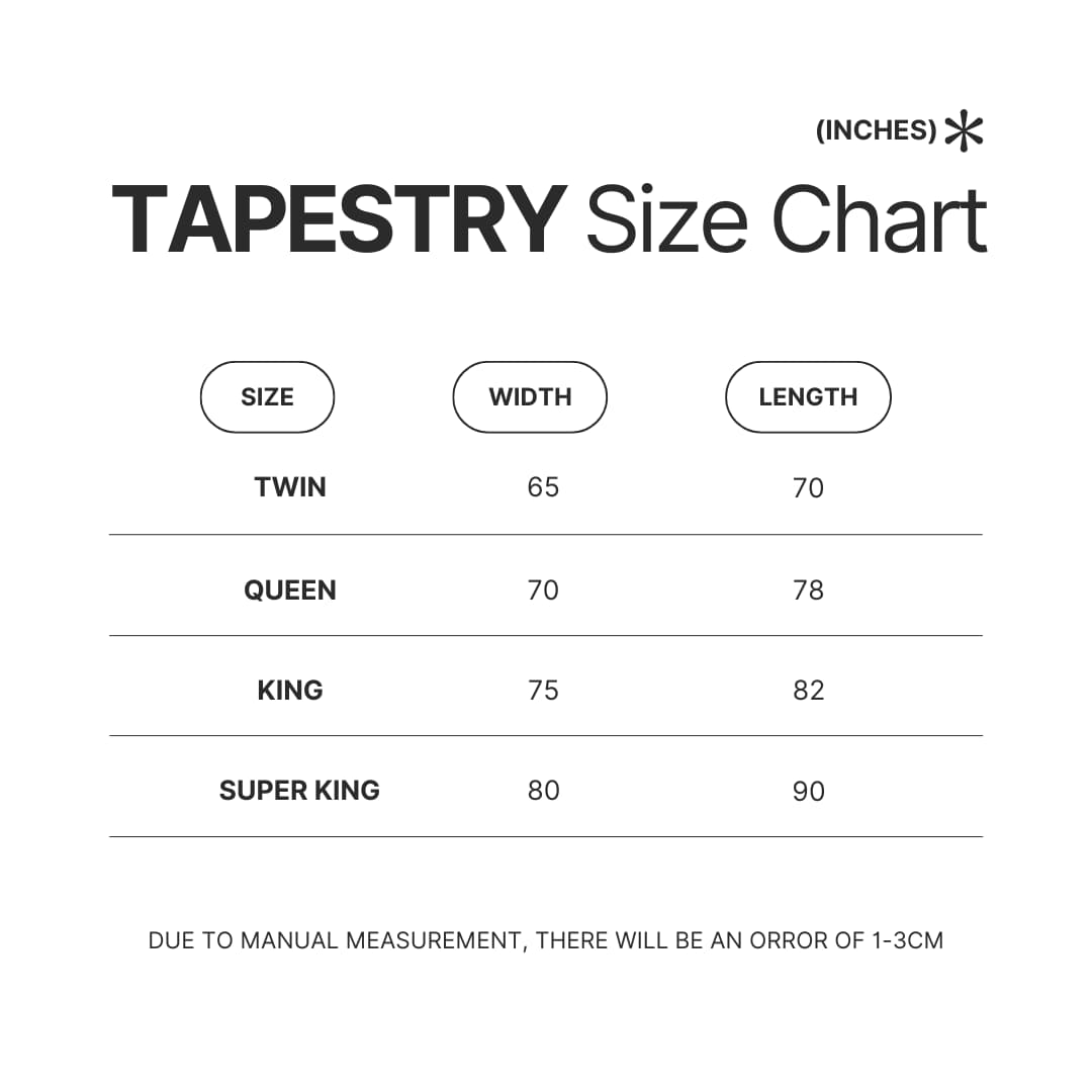 Tapestry Size Chart - Sword Art Online Store