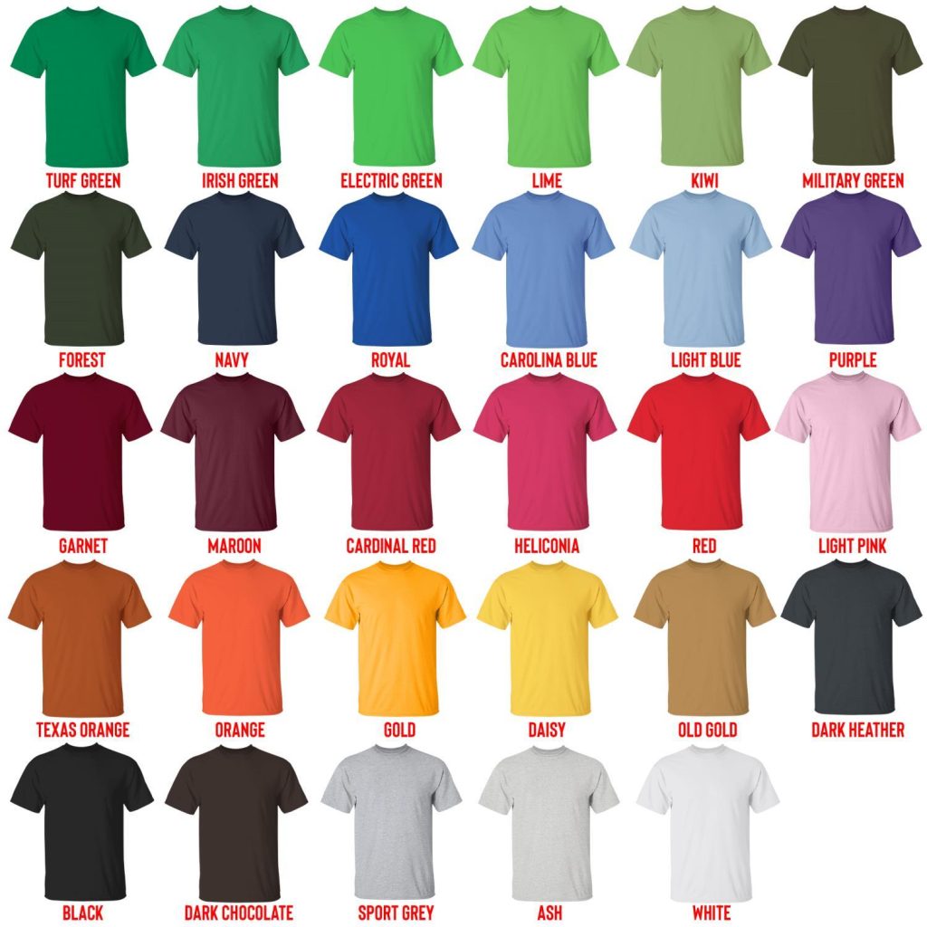 t shirt color chart - Sword Art Online Store