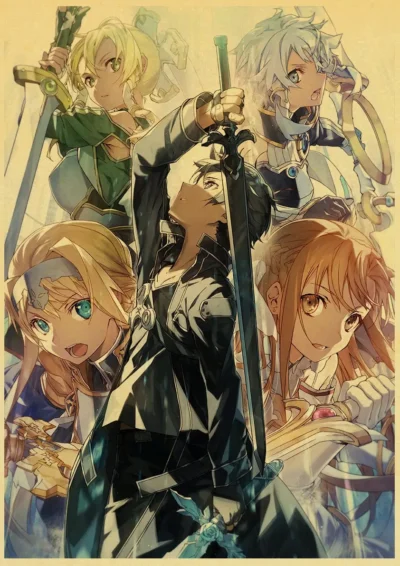 Japanese Anime Sword Art Online SAO Good Quality Painting Coated Poster White Paper For Home Bar 36 - Sword Art Online Store