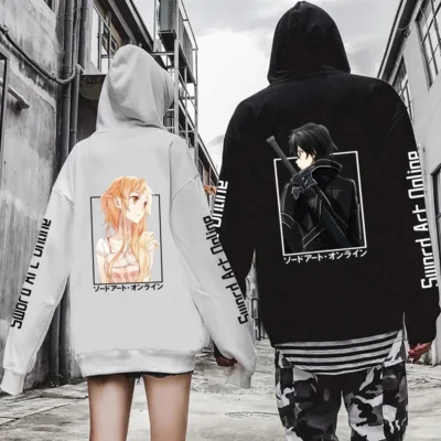 Sword Art Online Anime Hoodie Kirito and Asuna Unisex Pullovers Streewear - Sword Art Online Store